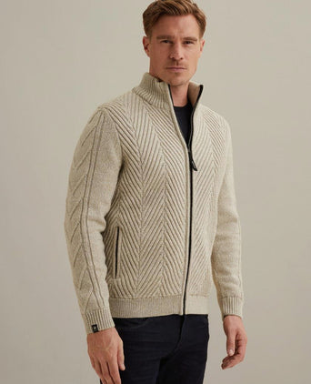Vest structuur wol blend beige