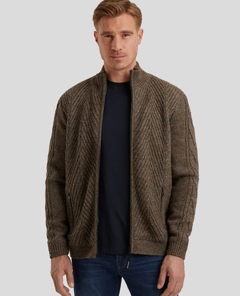 Vest structuur wol blend bruin