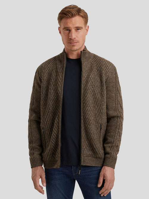 Vest structuur wol blend bruin
