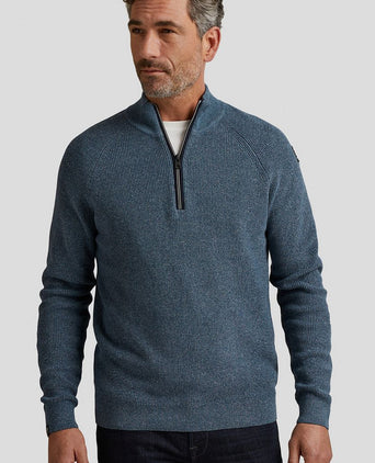 Trui halve rits blauw