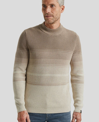 Trui knitted streep beige