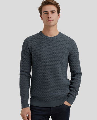 Vanguard trui knitted structure blauw | Regular-fit