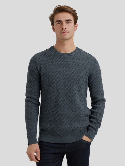 Vanguard trui knitted structure blauw | Regular-fit