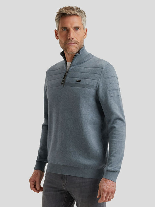 Vanguard trui halve rits structuur lichtblauw | Regular-fit