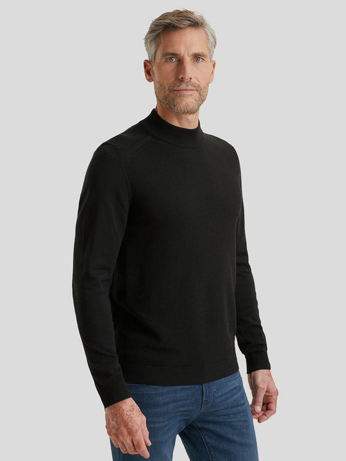 Vanguard trui knitted turtle zwart | Regular-fit