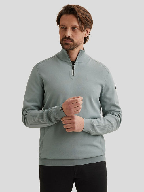 Trui halve rits blauw