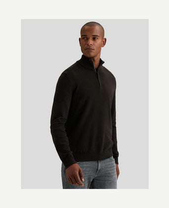 Pullover halve rits mouline zwart
