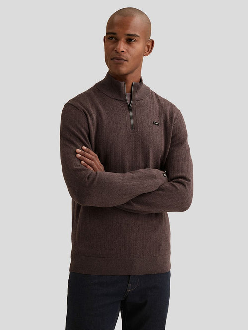Pullover halve rits structure moonscape