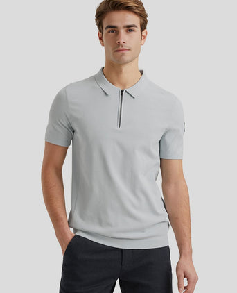 Poloshirt half-zip lichtblauw