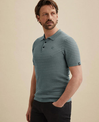 Knitted poloshirt arona blauw