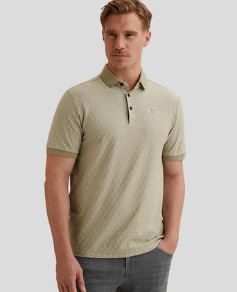 Knitted poloshirt jacquard print groen