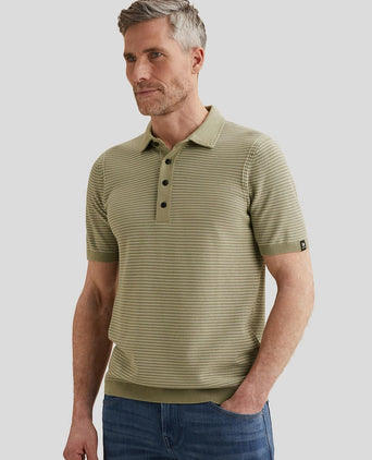 Knitted poloshirt streep groen