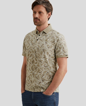 Poloshirt piqué print beige