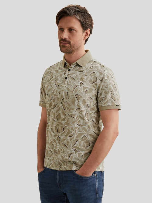 Poloshirt piqué print beige