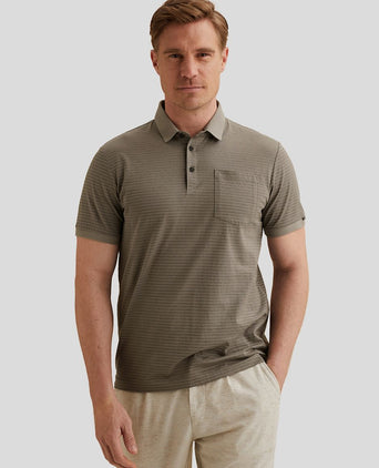 Jersey poloshirt streep taupe