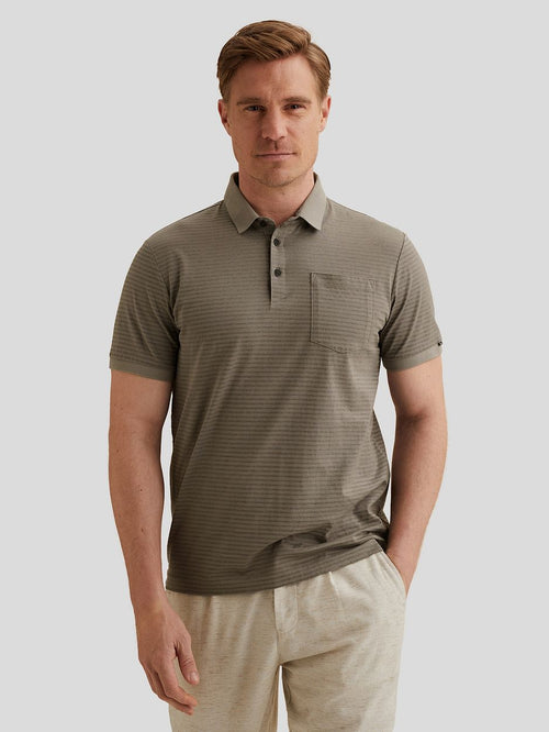 Jersey poloshirt streep taupe