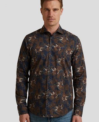 Overhemd print donkerblauw