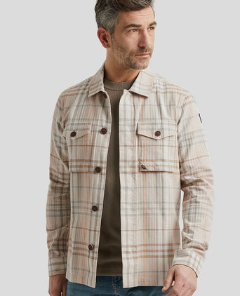 Overshirt ruiten beige