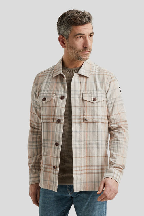 Overshirt ruiten beige