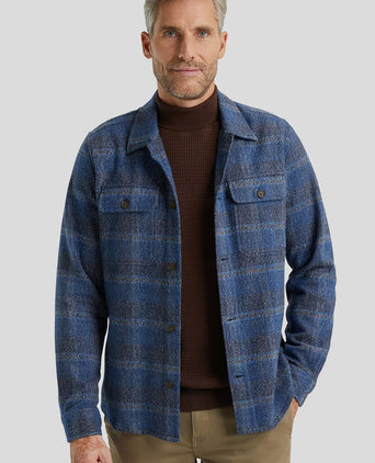 Overshirt brushed ruit blauw