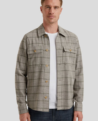 Overshirt ruiten taupe