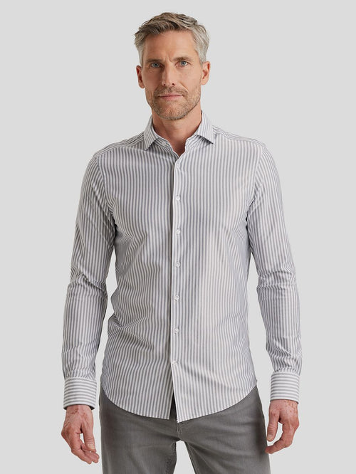 Vanguard overhemd elevated knit streep blauw | Regular-fit