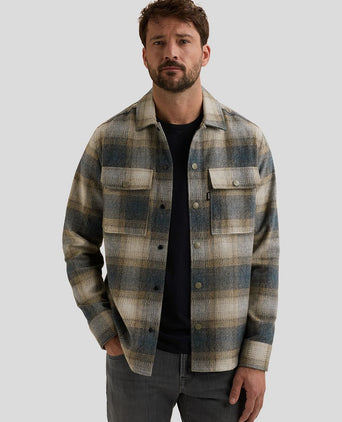 Overshirt brushed ruiten blauw