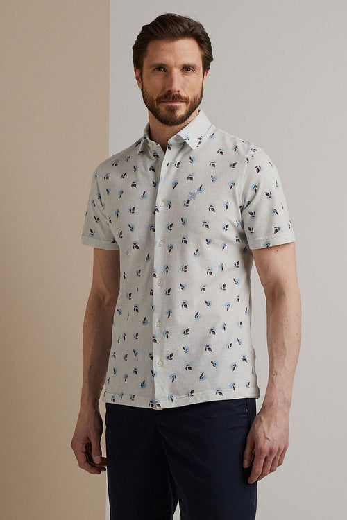 Short sleeves overhemd print grijs