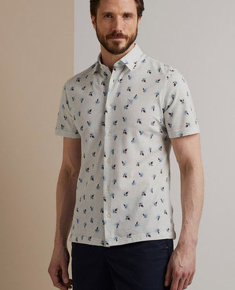 Short sleeves overhemd print grijs