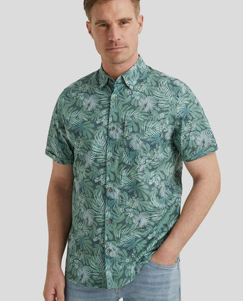Short sleeve overhemd print groen