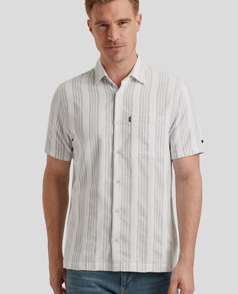 Short sleeve overhemd dobby streep groen