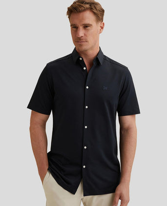 Short sleeve overhemd jersey donkerblauw