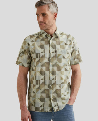 Short sleeve overhemd print groen