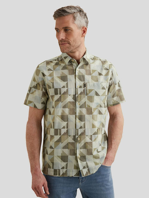 Short sleeve overhemd print groen