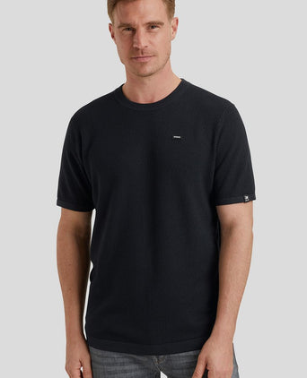 T-shirt structuur donkerblauw