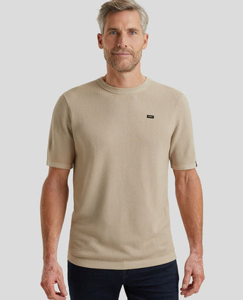 Vanguard t-shirt structuur beige | Regular-fit