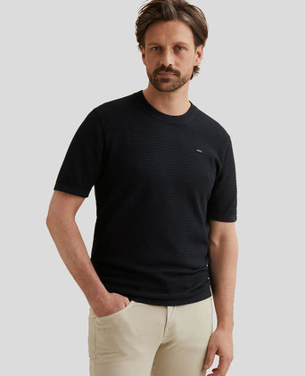 Knitted t-shirt donkerblauw