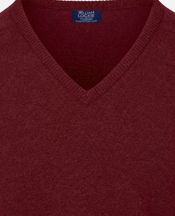 V-hals lamswol bordeaux