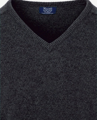 V-hals lamswol charcoal grijs