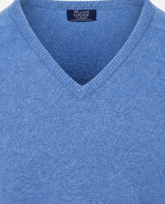 V-hals lamswol jeans blauw