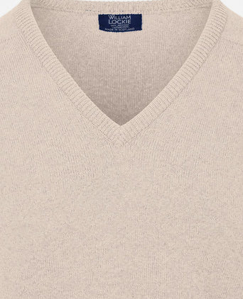 V-hals lamswol linen