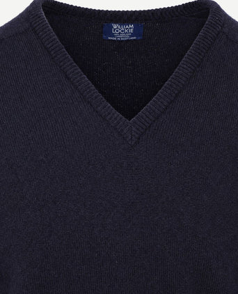 V-hals lamswol donkerblauw