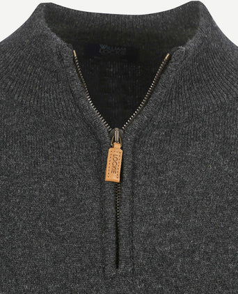 halve rits pullover lamswol charcoal melange