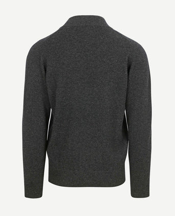 William Lockie halve rits pullover lamswol charcoal melange | Regular-fit