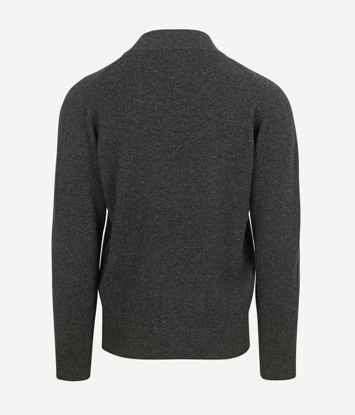 William Lockie halve rits pullover lamswol charcoal melange | Regular-fit