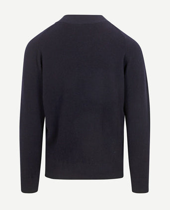 William Lockie halve rits pullover lamswol donkerblauw | Regular-fit