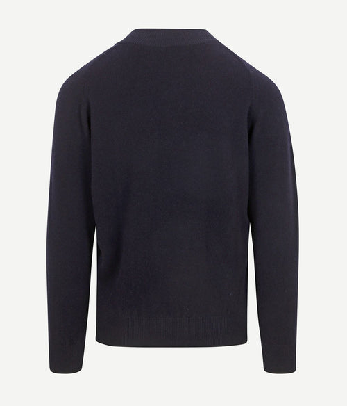 William Lockie halve rits pullover lamswol donkerblauw | Regular-fit