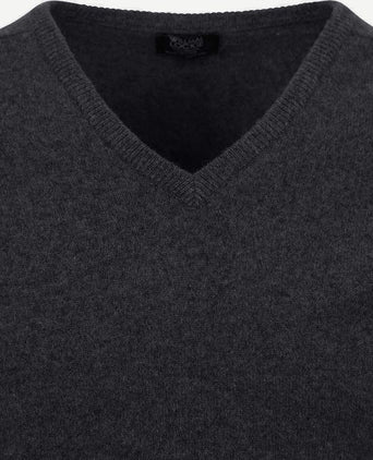 William Lockie pullover lamswol antraciet v | Regular-fit