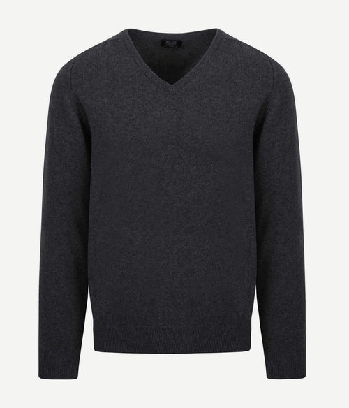 William Lockie pullover lamswol antraciet v | Regular-fit