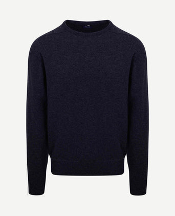 Pullover lamswol o-hals midnight mix donkerblauw